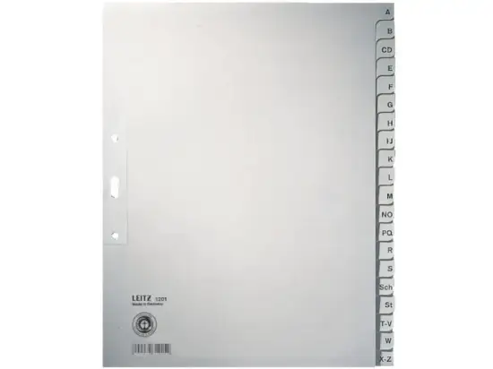 Buchstaben-Register Leitz 1201-00-85 12010085 A4, Buchstaben A-Z, Papier, 20-teilig, grau, Überbreite 240x300mm