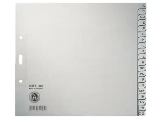 Register Leitz 1200-00-85 12000085 A4 3/4-Höhe Buchstaben A-Z Papier grau 20-teilig 21x24cm