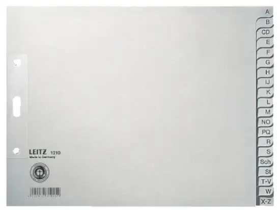 Buchstaben-Register Leitz 1210-00-85 12100085 A4 halbe Höhe Buchstaben A-Z Papier grau 20-teilig