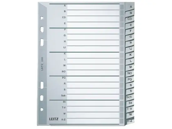 Buchstaben-Register Leitz 1265-00-00 12650000 A5 Buchstaben A-Z Kunststoff (PP) 20-teilig Überbreite grau