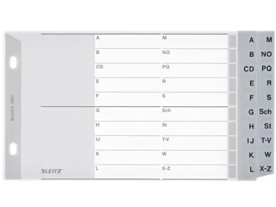 Buchstaben-Register Leitz 1267-00-00 12670000 A5-quer Buchstaben A-Z 2-Abläufe Kunststoff (PP) 20-teilig A-L und M-Z Überbreite