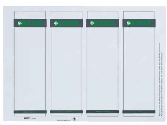 Ordner-Rückenschild Leitz 1680-00-85 16800085 kurz/breit, Karton 130g, zum Einstecken, grau, PC-beschriftbar, Pack 100 Stk/25 Blatt