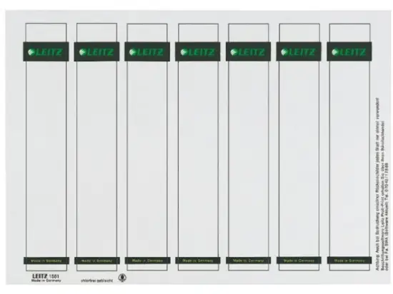 Ordner-Rückenschild Leitz 1681-00-85 16810085 kurz/schmal, Karton 130g, zum Einstecken, grau, PC-beschriftbar, Pack 175 Schilder/25 Blatt