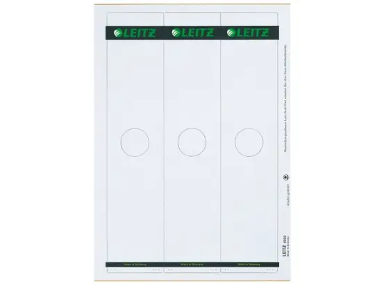 Ordner-Rückenschild Etiketten Leitz 6098-00-85 60980085 Hängeordner/breit, selbstklebend, mit Aufdruck, grau, PC-beschriftbar, Pack 75 Stk/25 Blatt