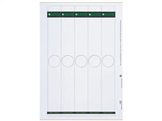 Ordner-Rückenschild Etiketten Leitz 6099-00-85 60990085 Hängeordner/schmal, selbstklebend, mit Aufdruck, grau, PC-beschriftbar, Laser Kopierer, Pack 125 Stk/25 Blatt