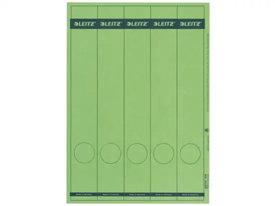 Ordner-Rückenschild Etiketten Leitz 1688-00-55 16880055 285 x 39 mm lang/schmal, selbstklebend, mit Aufdruck, grün, PC-beschriftbar, Laser Kopierer, Pack 125 Stk/25 Blatt