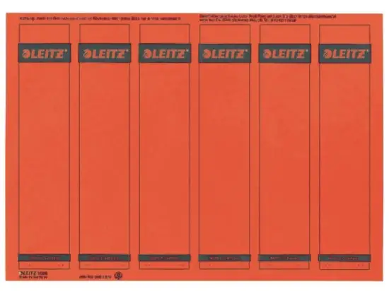 Ordner-Rückenschild Etiketten Leitz 1686-20-25 16862025 192 x 39mm kurz/schmal, selbstklebend, mit Aufdruck, rot, PC-beschriftbar, Inkjet Laser Kopierer, Pack 150 Stk/25 Blatt