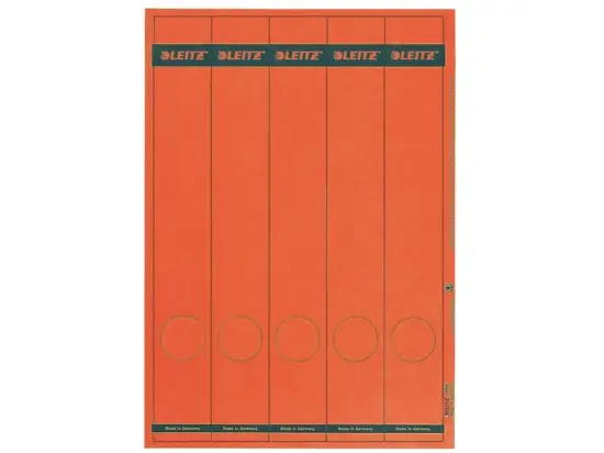 Ordner-Rückenschild Etiketten Leitz 1688-00-25 16880025 285 x 39 mm lang/schmal, selbstklebend, mit Aufdruck, rot, PC-beschriftbar, Laser Kopierer, Pack 125 Stk/25 Blatt