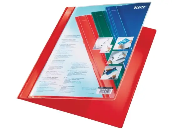 Schnellhefter Leitz 4193-00-25 41930025 Exquisit A4-überbreit, PVC-Hartfolie, Präsentationstasche, rot, Pack 25 Stk