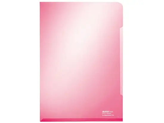 Sichthüllen Leitz 4153-00-25 41530025 Premium A4, PVC, 150my, oben und rechts offen, glasklar, rot, Pack 100 Stk