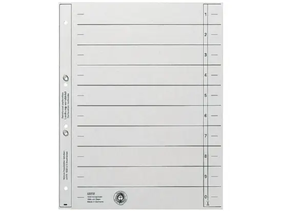 Trennblatt Leitz 1654-00-85 16540085 A4 grau geöst, Pack 100 Stk