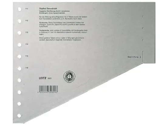 Staffel-Trennblätter Leitz 1651-00-85 16510085 für A4, grau, Pack 100 Stk