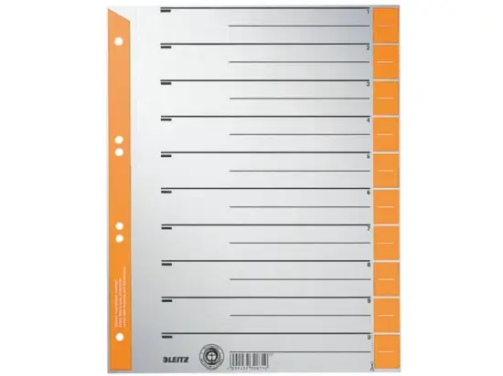 Trennblatt Leitz 1652-00-45 16520045 für A4, grau, orange Tabe, Pack 100 Stk