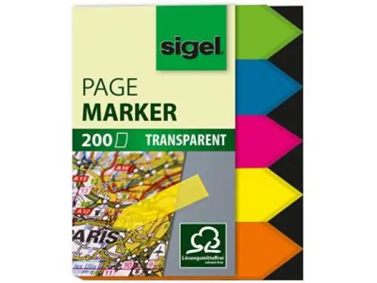 Haftmarker Sigel HN613 12 x 45 mm, 5 Farben, Pfeile farbig, Pack 5 Blöcke je 40 Blatt/200 Stk