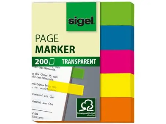 Haftmarker Sigel HN615 12 x 50 mm, 5 Farben, Pack 5 Blöcke je 40 Blatt/200 Stk