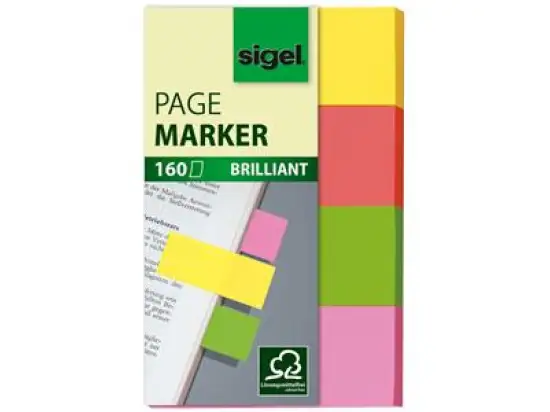 Haftmarker Sigel HN630 20 x 50 mm, 4 Farben, Pack 4 Blöcke je 40 Blatt/160 Stk