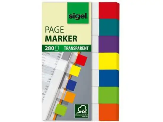 Haftmarker Sigel HN677 12 x 50 mm, 7 Farben transparent, Pack 7 Blöcke je 40 Blatt/280 Stk