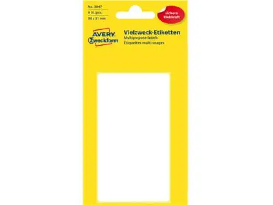 Vielzweck-Etiketten Avery Zweckform 3047 98 x 51 mm, weiß, selbstklebend, Handbeschriftung, Pack 10 x 6 Stk/6 Blatt