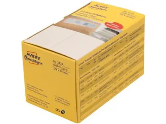 Frankieretiketten Avery Zweckform 3435 135 x 38 mm endlos, doppelt, weiß, selbstklebend, Pack 1000 Stk