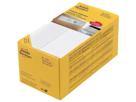 Frankieretiketten Avery Zweckform 3433 163 x 43 mm endlos, doppelt, weiß, selbstklebend, Pack 1000 Stk
