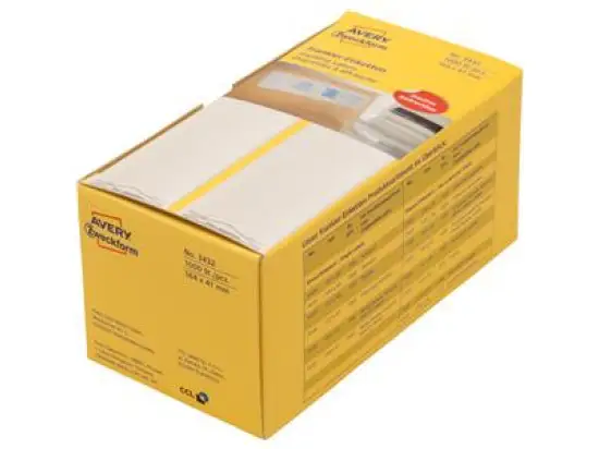 Frankieretiketten Avery Zweckform 3432 164 x 41 mm endlos, einzeln, weiß, selbstklebend, Pack 1000 Stk