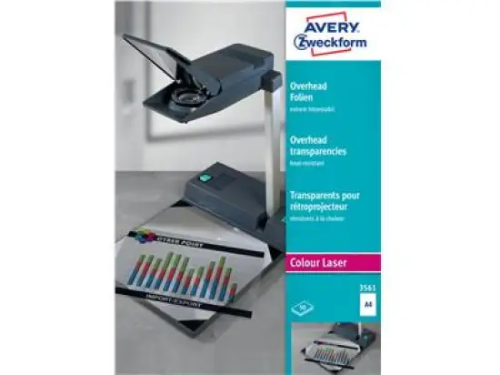 Overhead-Folien Avery Zweckform 3561 A4 0,13mm klar, Laser, Pack 50 Stk