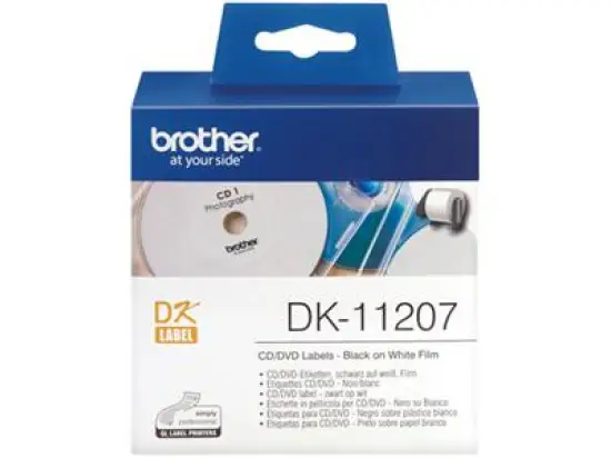 CD / DVD-Etikett Brother DK-11207 Ø 58mm rund, Film, selbstklebend, Pack 100 Stk/1 Rolle