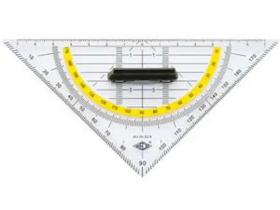 Geometrie-Dreieck Wedo 526 52 6 Hypotenuse 16cm, Plexiglas, mit Facette, abnehmbarer Griff, transparent