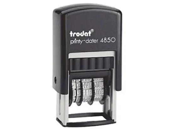 Selbstfärbender Stempel Trodat 76648 printy dater 4850/L1 Datum mit Text "Eingegangen"