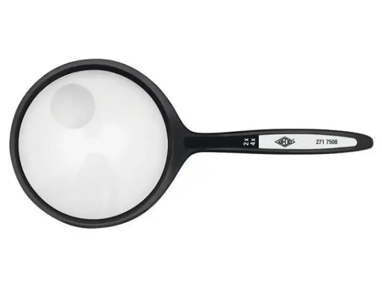 Lupe Wedo 2717508 271 7508 rund 2-u.4fach-Vergrößerung, Linsendurchmesser 6,35cm schwarz