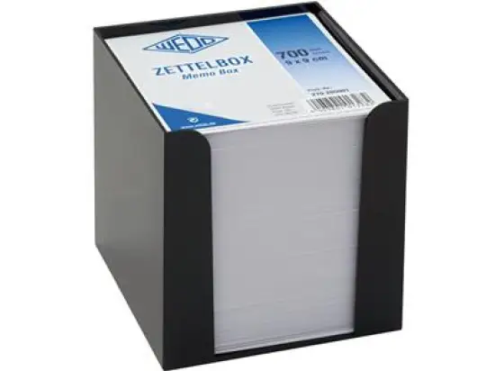 Zettelbox Wedo 270265001 270 265001 schwarz 9,5x9,5cm weiße Einlegeblätter 9x9cm, ca. 700 Blatt