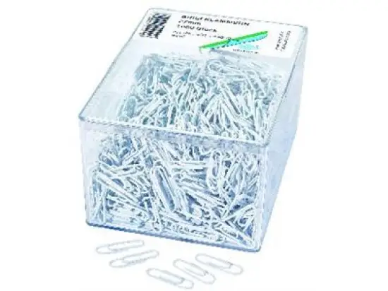 Büroklammern Wedo 901244600 901 244600 Länge: 27 mm, Nylonstoffüberzug, weiß, Pack 1000 Stk