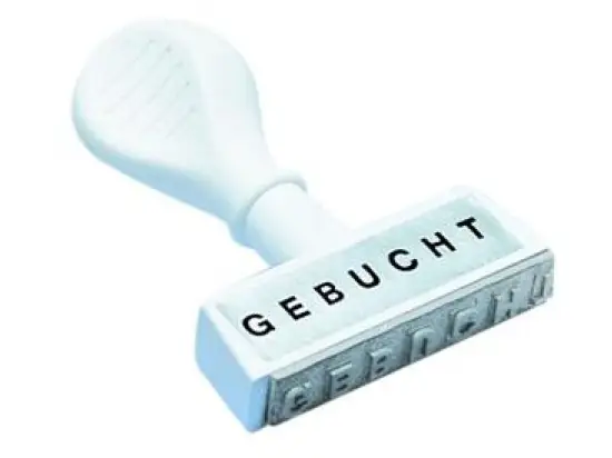 Textstempel Wedo 19312 193 12 Text: "GEBUCHT", Kunststoff, weiß