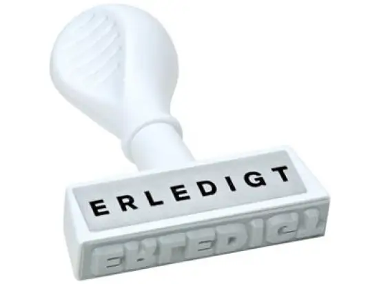 Textstempel Wedo 19316 193 16 Text: "ERLEDIGT", Kunststoff, weiß