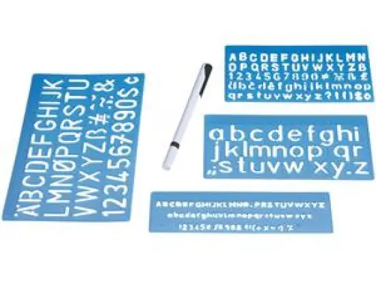 Schriftschablonen-Set Wedo 7012 70 12 mit Faserschreiber, Schrifthöhe 5,10,20mm