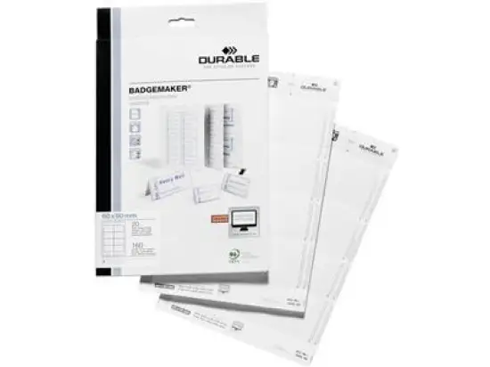 Einsteckschilder Durable 1456-02 145602 Badgemaker 60x90mm A4, für 8003/8106/8603/8612, Pack 160 Stk