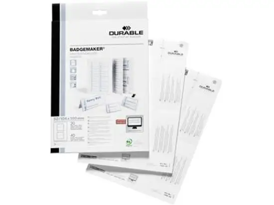 Einsteckschilder Durable 1458-02 145802 Badgemaker 52x100mm A4, für 8032/8047/8051/8200, Pack 40 Stk