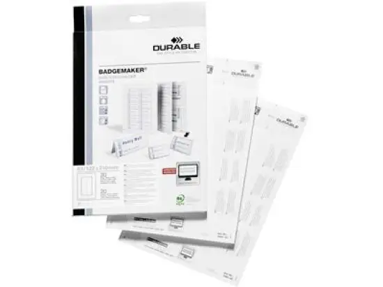 Einsteckschilder Durable 1460-02 146002 Badgemaker 122x210mm A4, für 8031/8034/8048/8052/8202, Pack 20 Stk