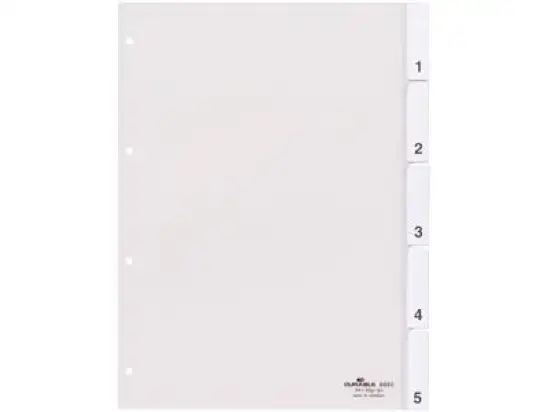Blanko-Register Durable 6820-19 682019 A4, 5-teilig/div, 0-5, blanko, Kunststoff (PP), transparent