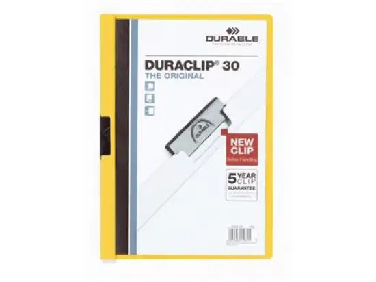 Klemmmappe Durable 2200-04 220004 Duraclip 30 A4, Hartfolie, gelb
