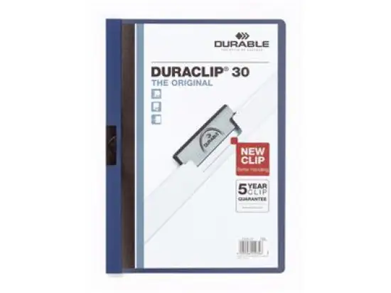 Klemmmappe Durable 2200-07 220007 Duraclip 30 A4, Hartfolie, dunkelblau