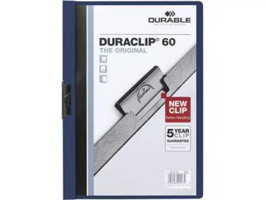 Klemmmappe Durable 2209-28 220928 Duraclip 60 A4, Hartfolie, nachtblau, Pack 25 Stk