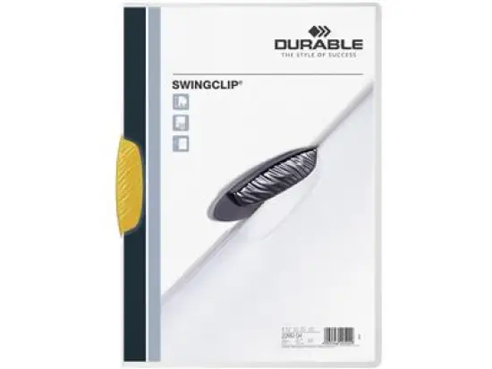 Klemmmappe Durable 2260-04 226004 Swingclip A4, Kunststoff (PP), transparent/gelb