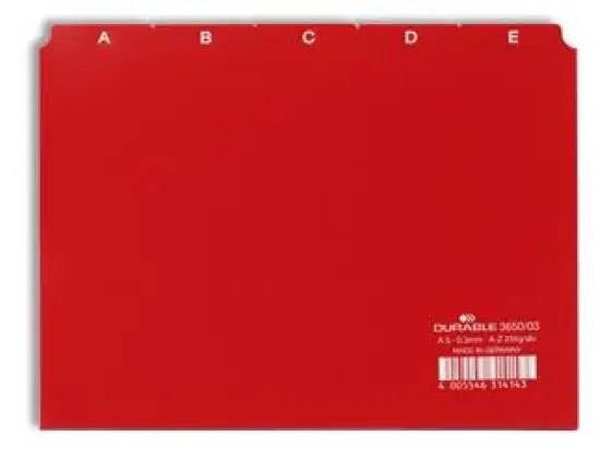 Leitregister Durable 3650-03 365003 A5-quer, A-Z 25-teilig/div, Kunststoff (PP) 0,3mm, rot