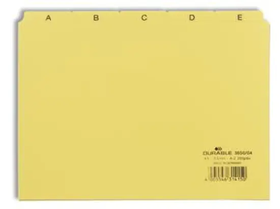 Leitregister Durable 3650-04 365004 A5-quer, A-Z 25-teilig/div, Kunststoff (PP) 0,3mm, gelb