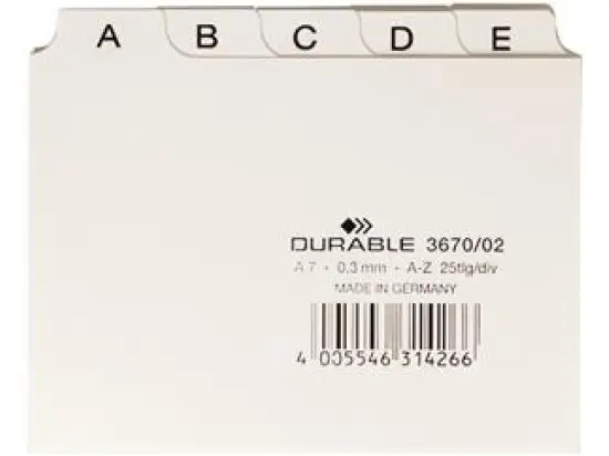 Leitregister Durable 3670-02 367002 A7-quer, A-Z, Kunststoff (PP), weiß