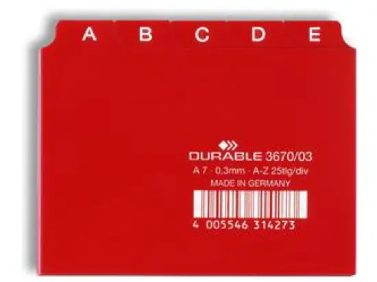 Leitregister Durable 3670-03 367003 A7-quer, A-Z, Kunststoff (PP), rot