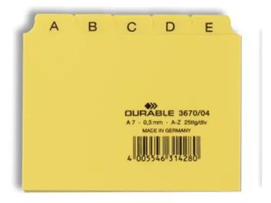 Leitregister Durable 3670-04 367004 A7-quer, A-Z, Kunststoff (PP), gelb