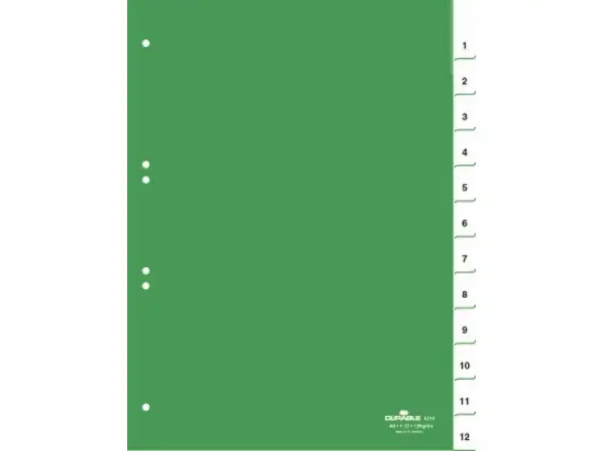 Zahlen-Register Durable 6210-05 621005, 6210/05 A4 Zahlen 1-12 Kunststoff (PP) grün Tabs