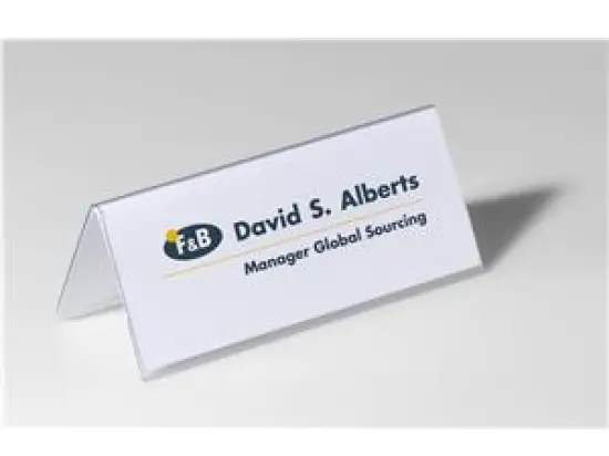 Tischnamensschild Durable 8050-19 805019 61x150mm, Dachform, transparent, Pack 25 Stk